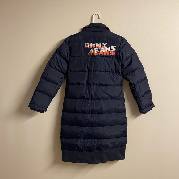 DKNY Jeans Long Navy Puffer Winter Jacket Coat - Picture 7 of 7